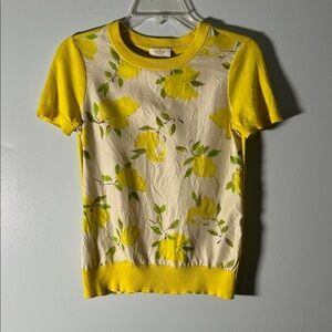 kate spade Yellow Crewneck Floral Knit Top